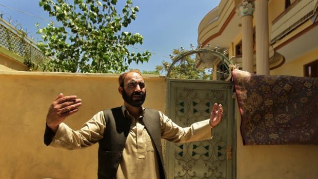 Ahl Ullah outside the house in Kabul's District 3 where his cousin, Jan Mohammed Khan, was assassinated last Sunday.