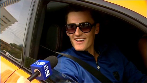 Bernard Tomic in his BMW on the Gold Coast early this month.