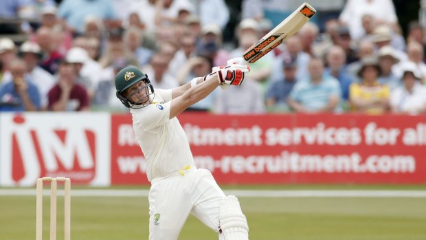 Different times: Steve Smith in action for Australia during last week's tour match against Kent.