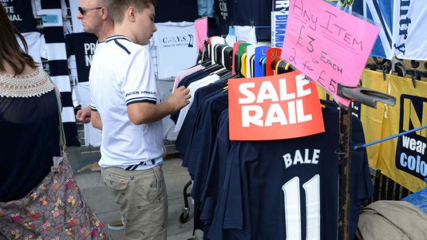 Fire sale: Bale shirts are going cheap in North London.