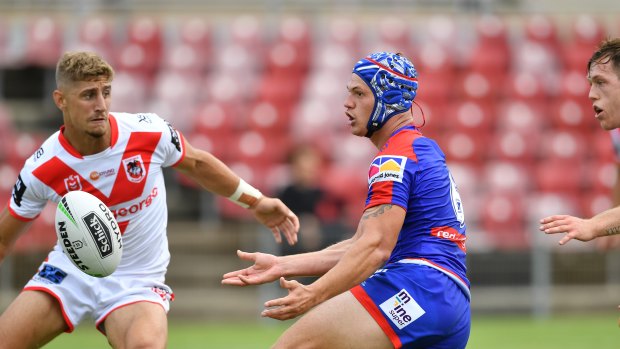 Promising signs: Kalyn Ponga impressed at No.6 in the trial against the Dragons.