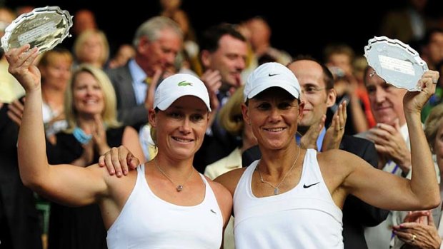 Rennae Stubbs (right) with Sam Stosur at Wimbledon in 2009.