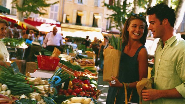 Buying fresh food in Provence.