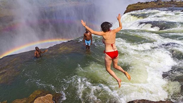 On edge ... the Devil's Pool on top of Victoria Falls.