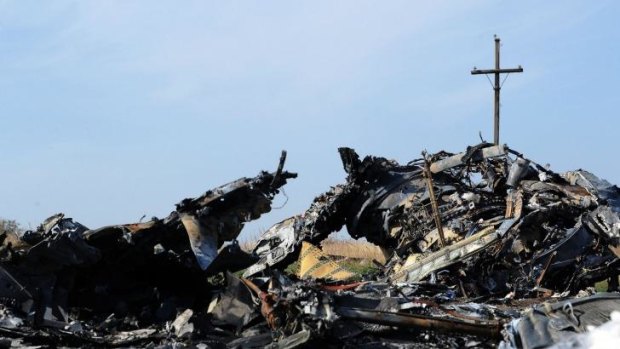 The wreckage of Malaysia Airlines flight MH17.