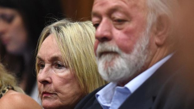 Disbelief ... The parents of victim Reeva Steenkamp, June (left) and Barry listen to the ruling.