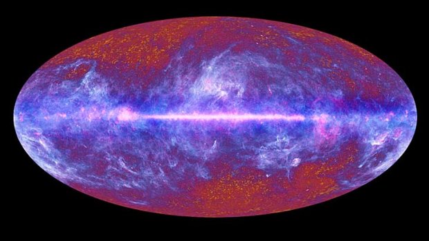 A map of relic radiation (microwave sky) from the Big Bang.