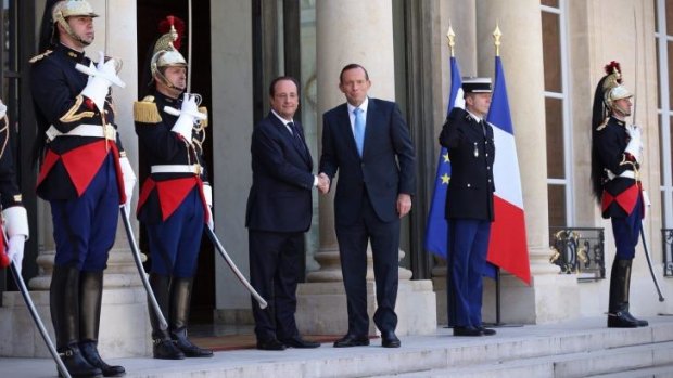 State visit: Tony Abbott and Francois Hollande at the Elysee Palace in Paris in June.