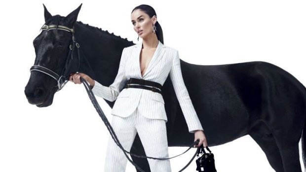 Legged beauties: Nicole Trunfio looks right at home with her equine modelling companion.