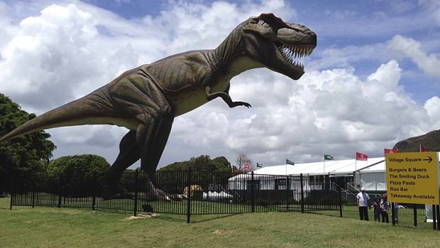 Something different ... T-rex stands between the 9th green and the 10th tee at Coolum.