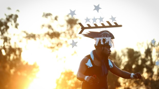 Performers from Thursday Island during the opening ceremony of the First Nations National Convention in Uluru.