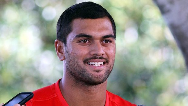 Karmichael Hunt fronts the media ahead of his AFL debut on Saturday.