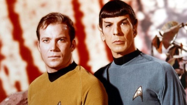 William Shatner and Leonard Nimoy in the <i>Star Trek</i> TV show.