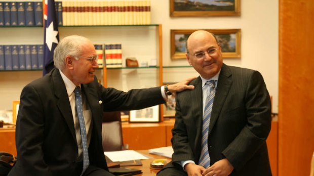 Former Prime Minister John Howard with former assistant treasurer Arthur Sinodinos.