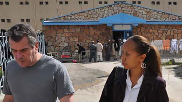 The defender and the accused: Kimberly Motley and Philip Young at Kabul's Pul-i-Charkhi prison.