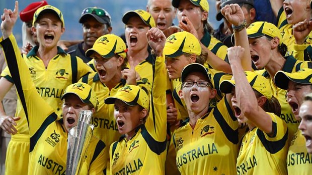 No.1: The Australian women's Twenty20 team after winning the final against England.