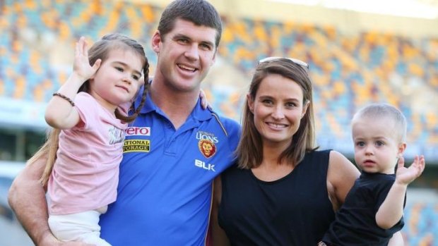 Jonathan Brown with his wife Kylie and children Olivia and Jack.