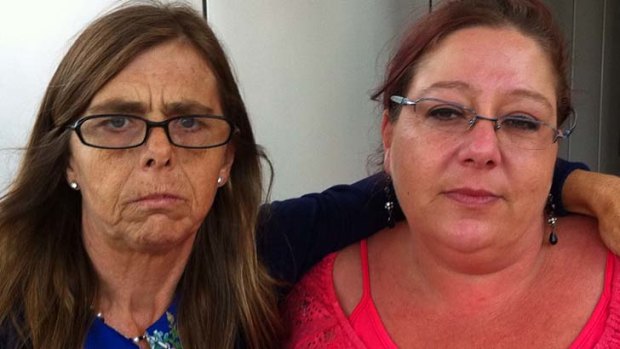 Debbie Sneddon and Michele Tuitifu, the stepsisters of slain nurse Wendy Evans, outside court.