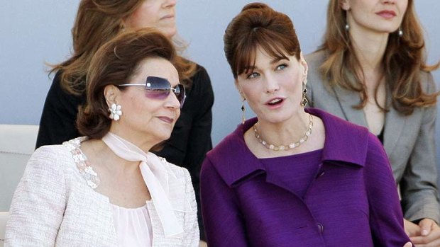 Question marks ... Suzanne Mubarak with French first lady Carla Bruni-Sarkozy in July.