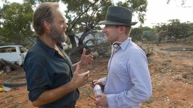 Director David Wenham with Hugo Weaving playing Bob Lang in Commission.