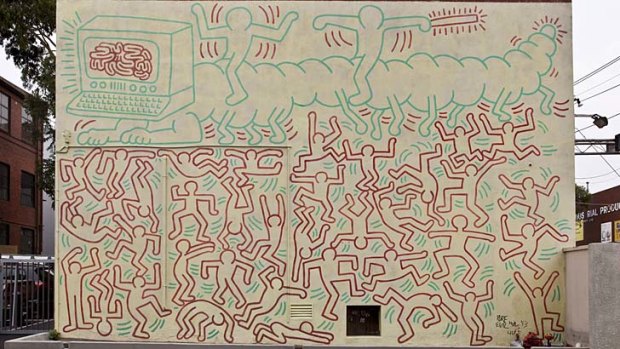 Collingwood's Keith Haring mural has been tagged since the removal of a protective wall.