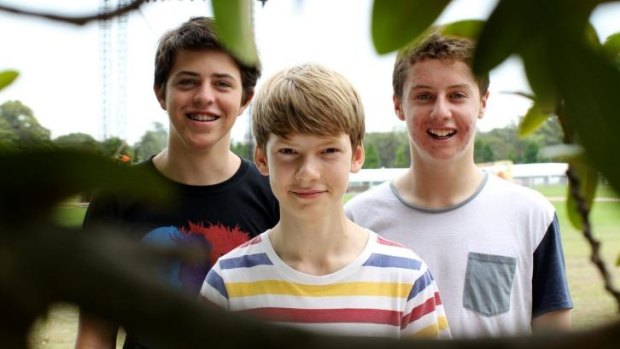 The big league: Darwin Schulze (left), Liam Alexander and Harry Vasey at Centennial Park, where Tropfest will screen on Sunday.