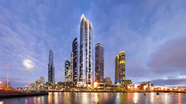 Crown casino's plan for its new 90-story hotel and apartment tower. 