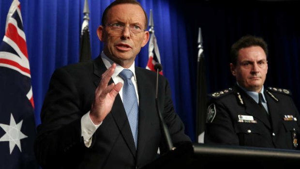 Prime Minister Tony Abbott, with AFP Commissioner Tony Negus on Friday.