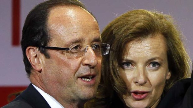 French president Francois Hollande with his companion Valerie Trierweiler.