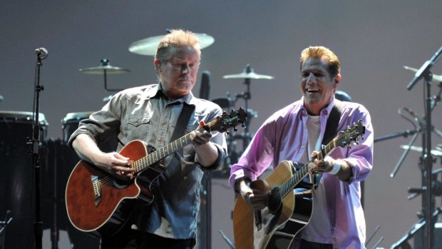 Don Henley and Glenn Frey at Rod Laver Arena in 2010.
