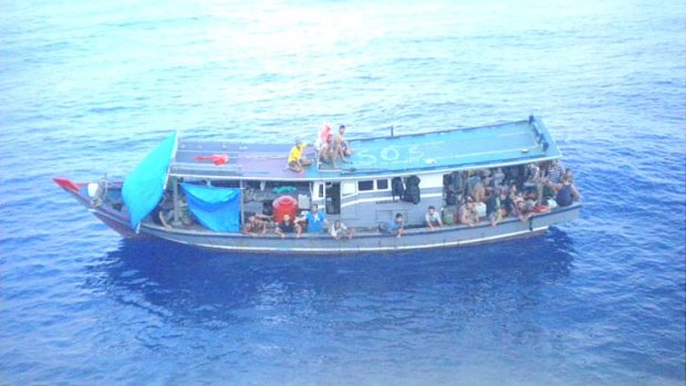 The boat on which a group of 46 Iranian asylum seekers spent 10 days between April 27 and May 7.