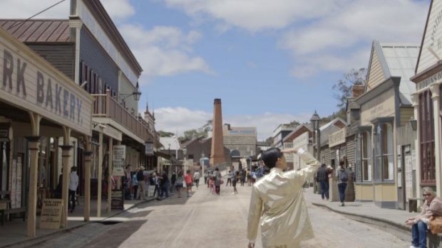 Eugenia Lim tours Sovereign Hill in her video work <i>Yellow Peril</i>.