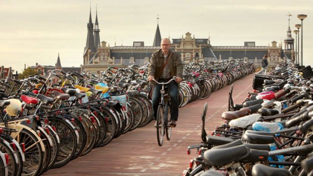 Join the queue: one of the many bike parking stations in Amsterdam.