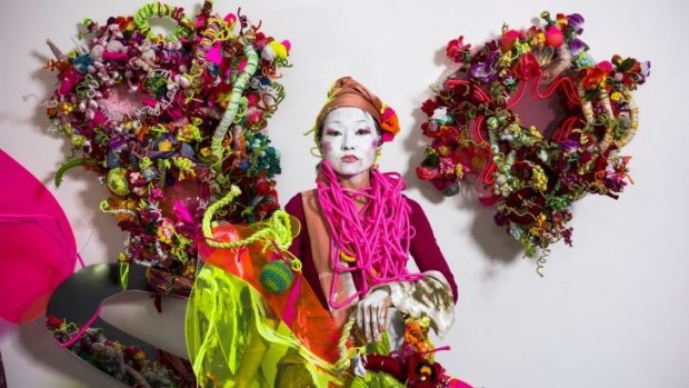 Artist Hiromi Tango with her colourful exhibition Fluorescence at the Sullivan+Strumpf.