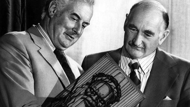 Disarmingly open ... Gough Whitlam presents Alan Stretton with the Australian of the Year award.