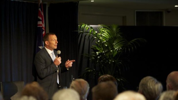 Grilled ... Tony Abbott at a public forum at Knox Club in Wantirna today.