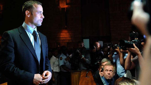 Oscar Pistorius appears at the Magistrate Court in Pretoria on day four of his bail hearing.