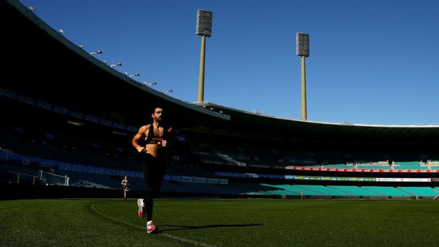 Rehab: Adam Goodes goes through his paces at the SCG.