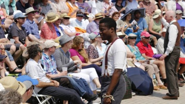 Bard's birthday: Ladi Emeruwa as <i>Hamlet</i> in a Globe To Globe performance at the St Lawrence Shakespeare Festival in Prescott, Ontario, Canada, on August 2.