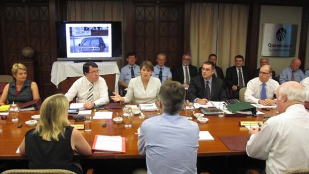 Queensland Premier Anna Bligh conducts an emergency state cabinet meeting.