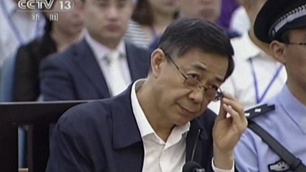Chinese political star Bo Xilai stands trial in the Intermediate People's Court in Jinan, east China's Shandong province.