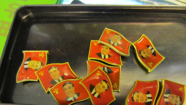 Lapel pin souvenirs of North Korea's Great Leader Kim Il-sung.