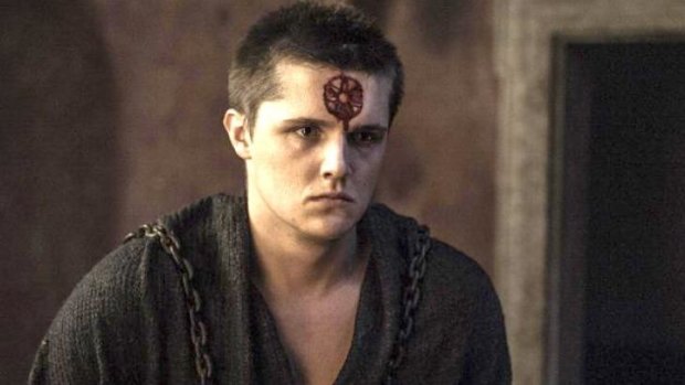 Eugene Simon, who plays Lancel Lannister, is a little more creepy after last night's head tattoo.