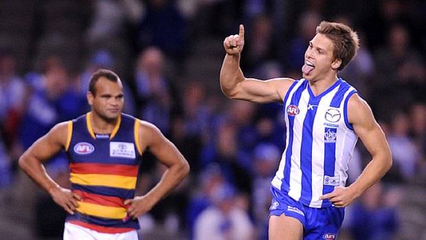 North Melbourne's Andrew Swallow collected 27 contested possessions against the Crows on Sunday.