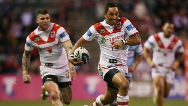 Winning form: Benji Marshall and the Dragons faced few problems against the depleted Sharks.