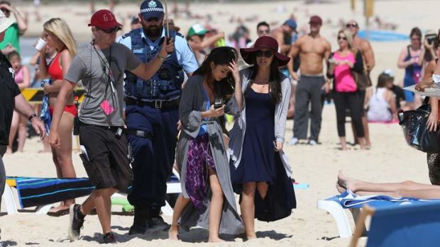 Sarah Hyland on the set of Modern Family shooting on Bondi Beach.