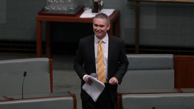 Gotcha ... independent MP Craig Thomson votes with the opposition during a division in in Parliament this morning.