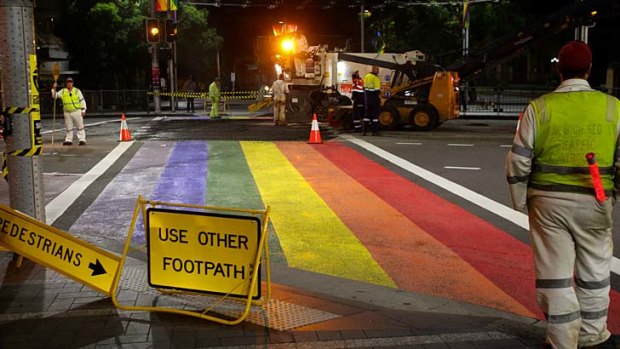 Cover-up: the rainbow pedestrian crossing is no more.
