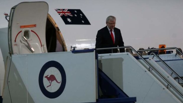 Prime Minister Kevin Rudd returned to Canberra on Saturday for a briefing on the situation in Syria.