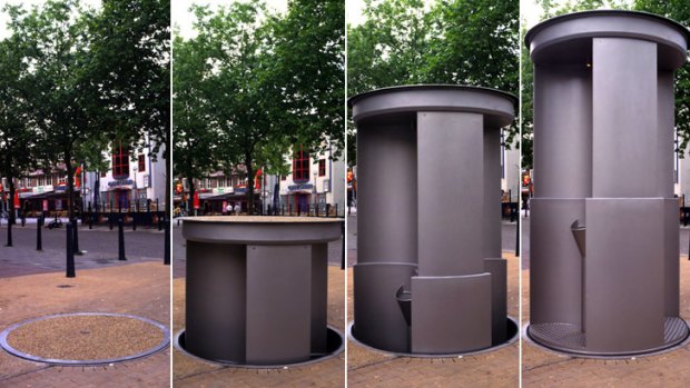 Now you see it &#8230; an artist's impression of the stainless steel self-cleaning urinals, as used in Europe.